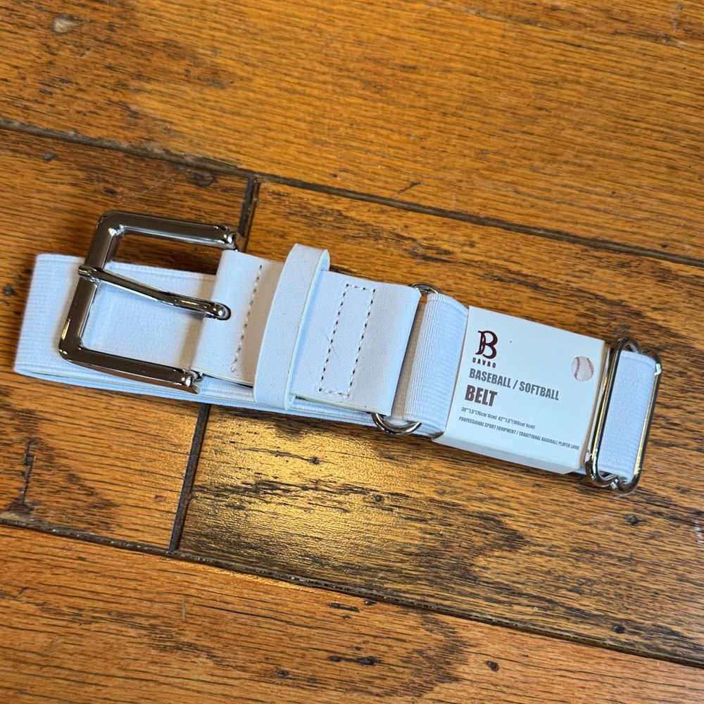 NEW- White Baseball/Softball Belt